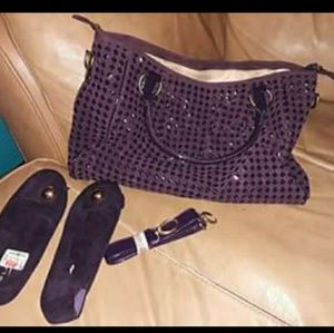 Purple purse with matching shoes